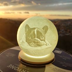 thumbnail_1610895701170.jpg Fichier STL Lampe de lune en forme de chien-taureau français・Objet imprimable en 3D à télécharger