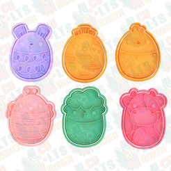 Easter-animals-in-eggs-cookie-cutter-set-of-6.png Fichier 3D Emporte-pièce pour animaux de Pâques dans des oeufs (6)・Objet pour imprimante 3D à télécharger