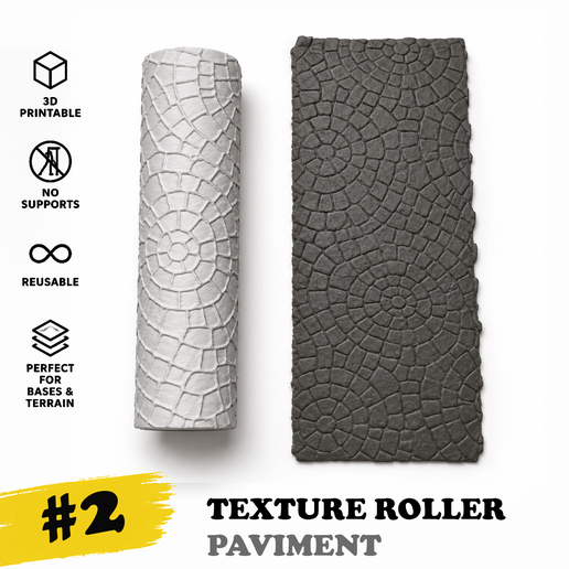 Circular Cobblestone Texture Roller STL – Miniature Bases, Medieval Streets & Dioramas - 02