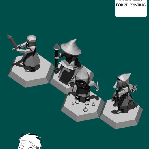🎲 Generic low-poly figure pack for role-playing games (Wizard, Archer ...