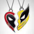 f787cc38b242039b0fd5821b1e0c8c05.png Deadpool Wolverine Heart Logo Keychain / Necklace