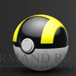 UltraBall.jpg Fichier STL ULTRABALL FONCTIONNELLE POKEMON POKEBALL・Objet imprimable en 3D à télécharger