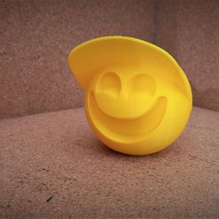 1-1.jpg STL-Datei Happy Face Emoji mit Mütze kostenlos・Design zum 3D-Drucken zum herunterladen