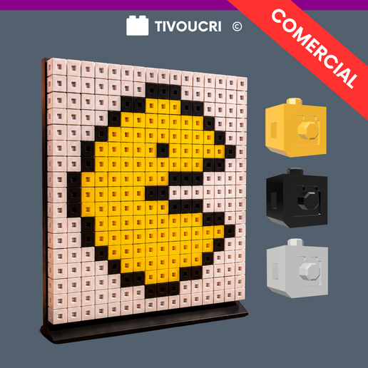 TIVOUCRI ENCAIXES – Lego-style Pac-Man pixel art made of building blocks, featuring 272 pieces