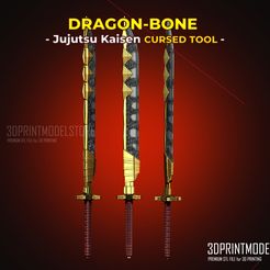 Jujutsu_Kaisen_Cursed_Tool_Dragon-Bone_3d_print_model_stl_file_01.jpg Archivo 3D Herramienta Maldita de Hueso de Dragón - Jujutsu Kaisen - Arma Maki・Diseño para descargar y imprimir en 3D