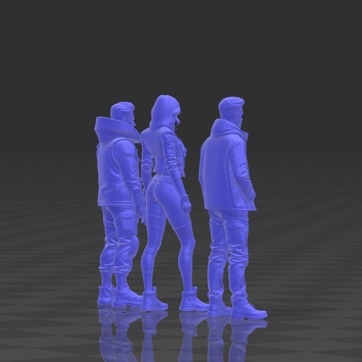 3-Pack-Set-1-Personajes-estilo-cyberpunk-escala-hotwheels-stl-3.png ⚡ 3 Pack Set - Cyberpunk Style | 3 Pack Set - Cyberpunk Style Characters