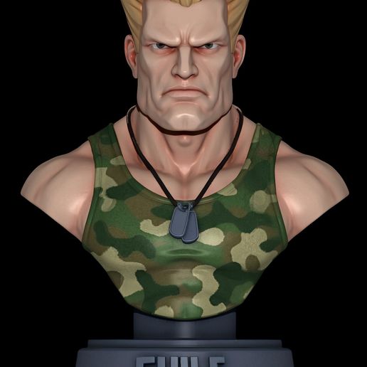 Guile Bust STL Street Fighter Sculpture 3D Print Model