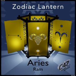 1-Aries-Render.jpg Télécharger fichier STL Lanterne du zodiaque - Bélier (Ram) • Modèle pour impression 3D, c47