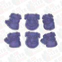Mops-cookie-cutter-set-of-6.png Datei 3D Möpse Ausstechformen 6er Set *・Modell für 3D-Druck zum herunterladen