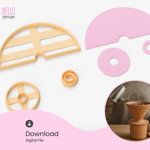 Coffee Dripper Clay Cutter Set – STL File for 3D Printing – Pottery Template Mold