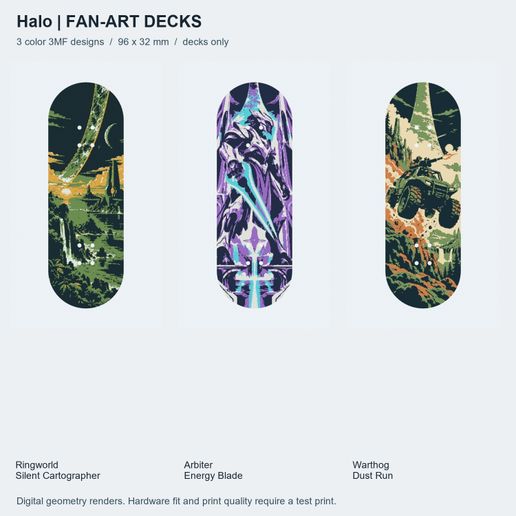 Halo Fan Art Fingerboard Decks - 3-Pack - Color 3MF