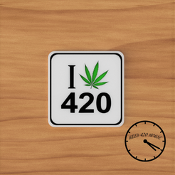 i love 420 con logo 1.png STL file Coaster / Weed Coasters - 420・3D printer design to download, Weed420House