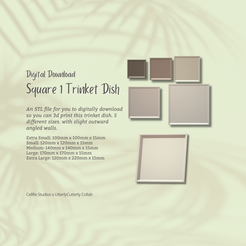 Cover-7.png Square Trinket Dish STL File - Digital Download -5 Sizes- Homeware, Boho Modern Design