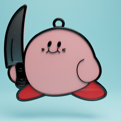 Kirby.png Kirby with a knife 2d keychain