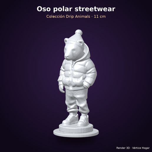 Oso polar streetwear (hypebeast) - figura art toy coleccionable
