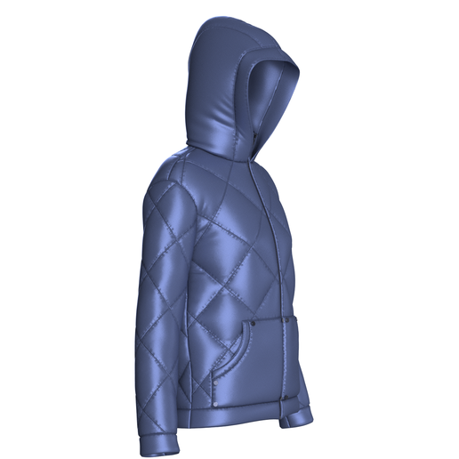 💎 Girls Diamond Quilted Puffer Jacket With Hood | Marvelous / Clo3d ...