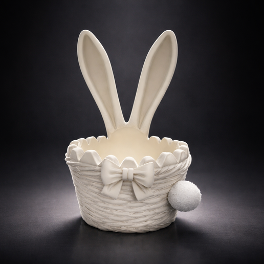 Easter Bunny Basket Planter – 3D Printed Decorative Bunny Ear Basket – Spring Easter Decor