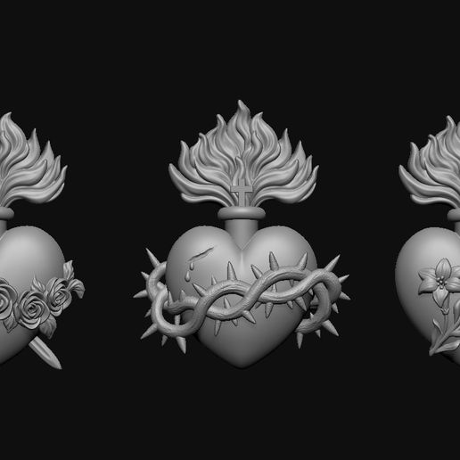 🥰 Three Sacred Hearts・ STL File for 3D printing・Cults