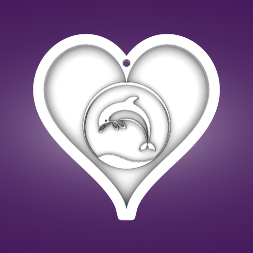 Key pendant, heart, dolphin 3D model