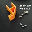 2x M4x10 wit T-Nut M3X12 with Nut Another Gauge Holder Messuhr Halter 20x20 profile (hole diameter 8,05mm)