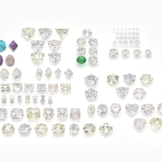 different gems cut set 77 items 3D model 3D model