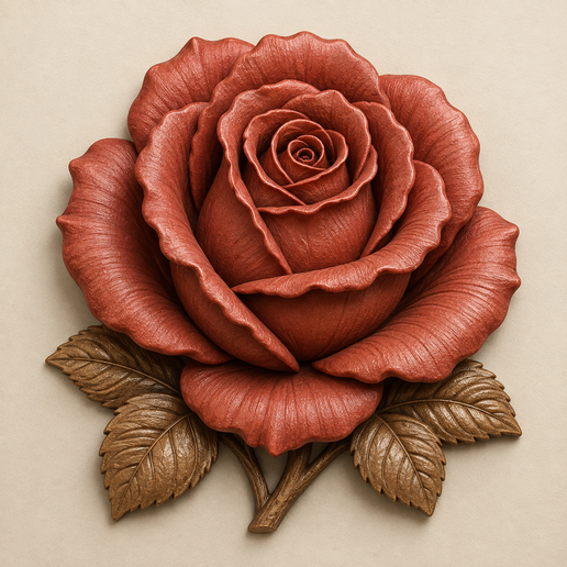 Rose Flower (3D Relief STL File)
