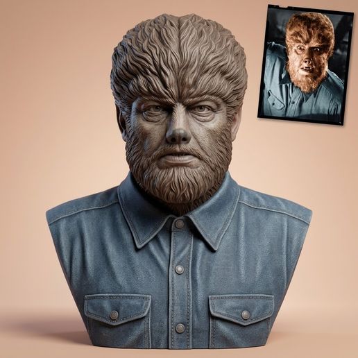 Lon Chaney Jr The Wolf Man Bust 3D Print Model