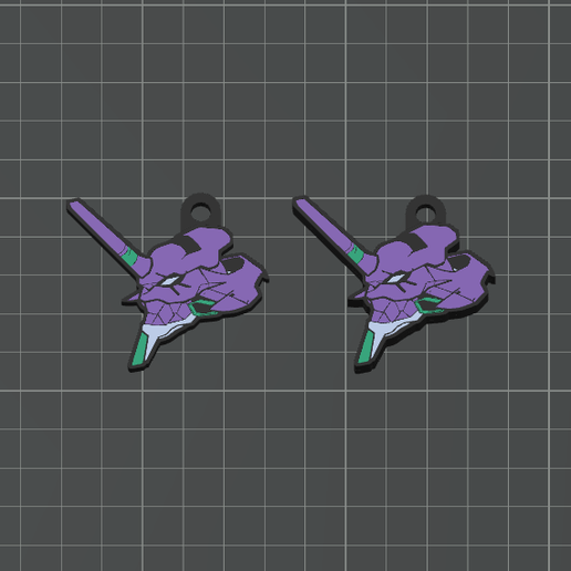 Eva 01 - Evangelion x 2 (One and Mirror Sided versions) Anime Keychains Collection - 4 Color 3MF for AMS Printers