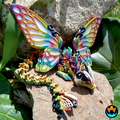 9.png 3D file Butterfly Dragon, Cinderwing3d, Articulating Flexi Dragon, Spring Fairy Dragon, Print-in-Place, No Supports・3D printing template to download