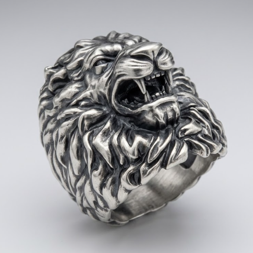Roaring Lion Head Heavy Signet Ring