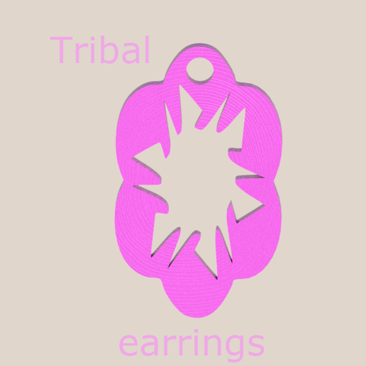 Oval Tribal Earrings 3D model