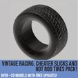 Tires_page-0007.jpg Pack of vintage racing, cheater slicks and hot rod tires for scale autos and dioramas! Scalable models