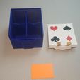20240204_121536.jpg Files to print a Card box to hold 12 to 16 decks of cards along with dividers With or Without Handle