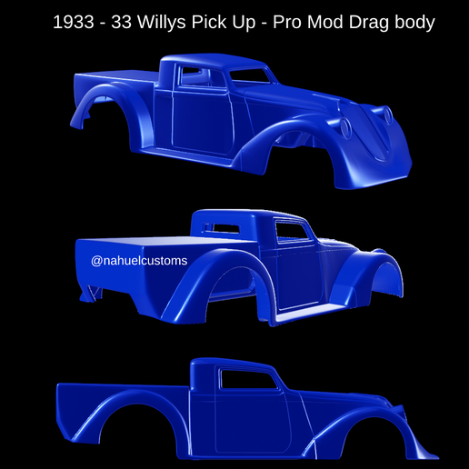 1933 - 33 Willys Pick Up - Pro Mod Drag body 3D model