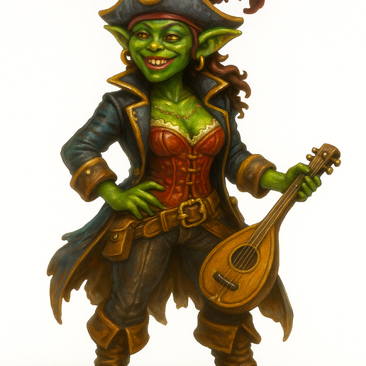 Goblin pirate Captain and bard 3D model