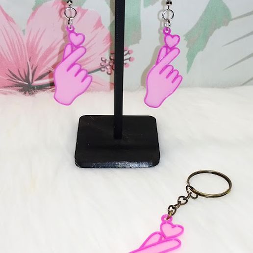 Korean I love you ring/ Keychain. Hand 3D model