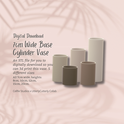 Cover-7.png 7cm Base Ancha, Jarrón Cilíndrico Archivo STL - Descarga Digital -5 Tamaños- Menaje del Hogar, Diseño Moderno Minimalista