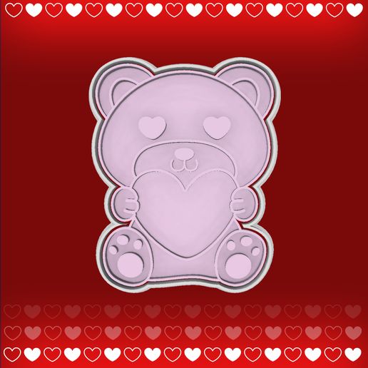 CUTTER AND MARKER BEAR IN LOVE - VALENTINE'S DAY 3D model