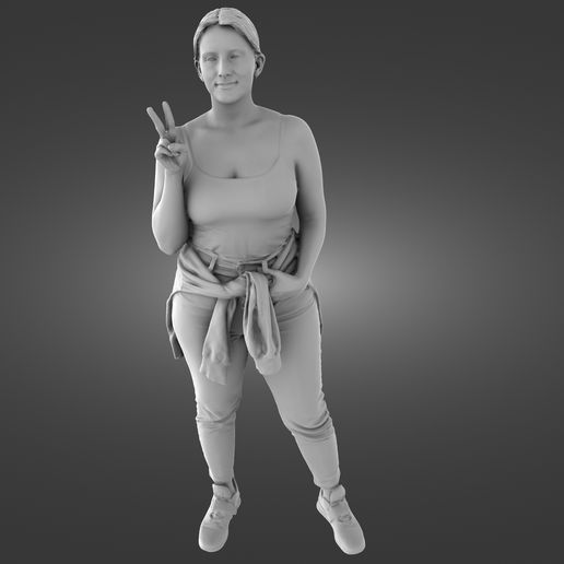 Female posing for a photo 3D model