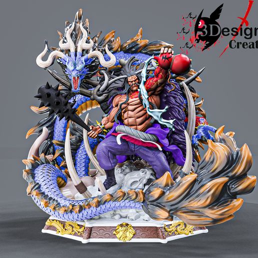 STL file Kaido- great blue dragon one piece・Model to download and 3D ...