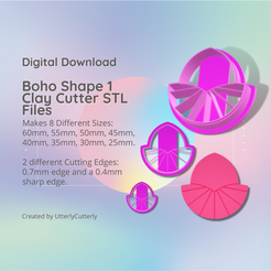 Cover-7.png Fichier 3D Boho Shape 1 Clay Cutter - Mid Century Modern STL Digital File Download- 8 sizes and 2 Cutter Versions・Plan pour imprimante 3D à télécharger