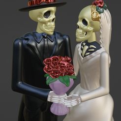WhatsApp-Image-2023-08-27-at-10.17.45-AM.jpeg STL file skeleton couple wedding groom bride bride decoration love never dies cake topper・3D printer design to download