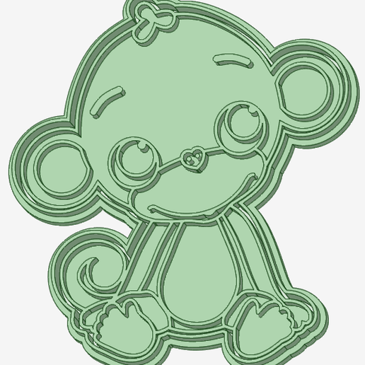 Cookie cutter monkey 3D model
