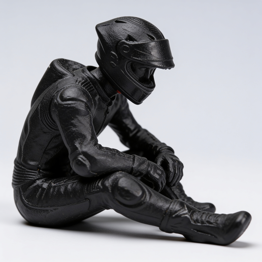 Sport Bike Rider Figurine – Seated Motorcyclist 3D Print STL
