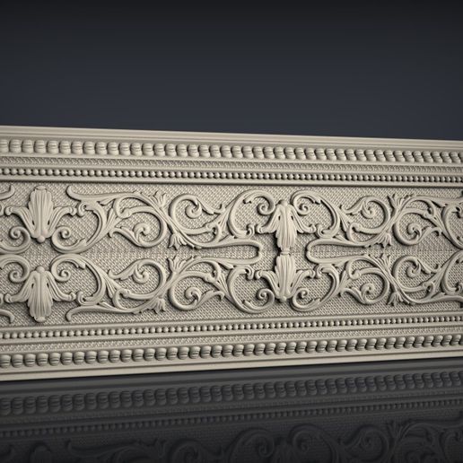 Ornate Acanthus Scroll Textured Frieze Border Molding STL File for CNC & 3D Printing