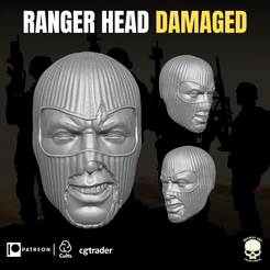 1.png STL file Ranger Damaged Head For Action Figures・3D printing design to download