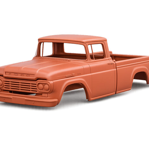1959 Ford F series, f350, truck, 4x4, hollow shell body, no interior, stock location of bed, RC, crawlers, scale models, stl file