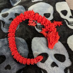 Rose Dragon, Valentine's Day, Articulating Flexi Wiggle Pet, Print in Place, Fantasy
