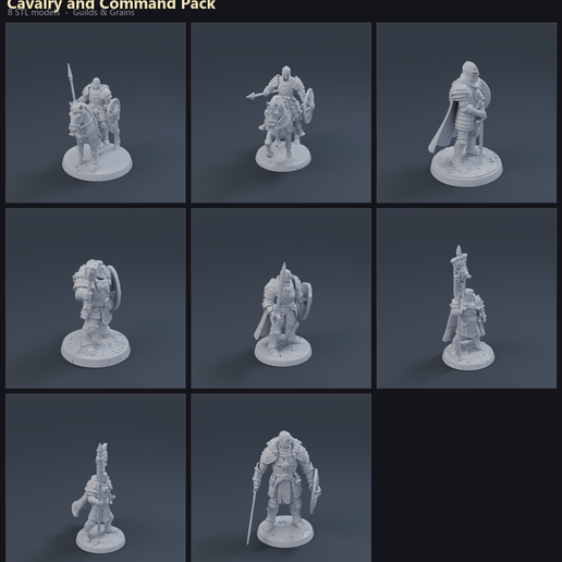 Cavalry and Command Pack 3D printable STL miniature