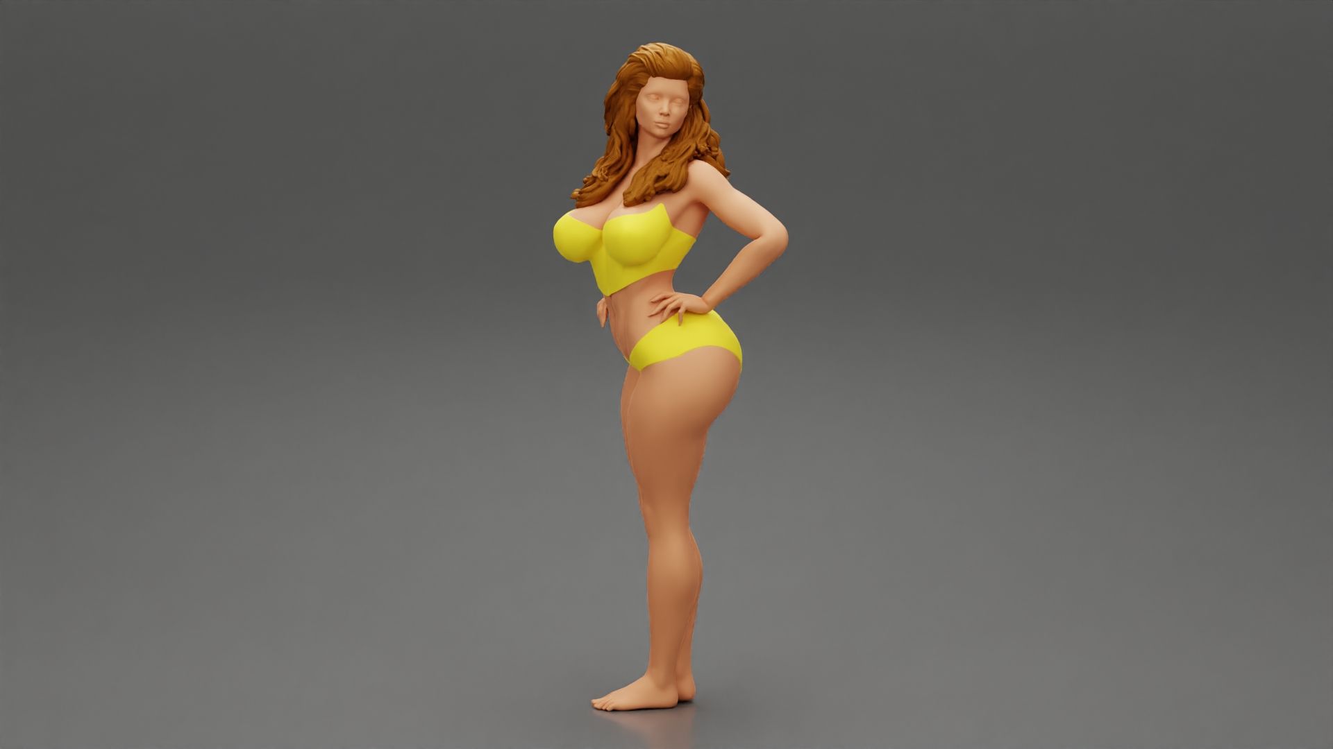 Girl-0001.jpg 3D file Beautiful Girl Stylish Bikini Posing Sandy Beach 3D Print Model・3D printer design to download, 3DGeshaft